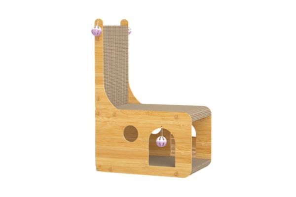 Double Decker L-shaped Cat Scratching Cardboard with 4 Ball Toys