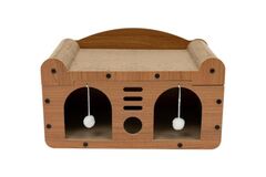 Cat Scratching Cardboard Sleeping Bed & Cat House with Cave and Play Ball