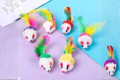Cat Playing Plush Feather Mouse