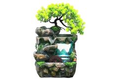 Rainforest Tabletop Mini Waterfall Fountain with LED Lights