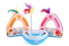 Happy Circle Triangle Cat Toy with Spring Feather
