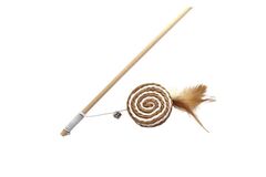 Cat Wooden Stick Teaser Toy – Sisal Disc with Feather