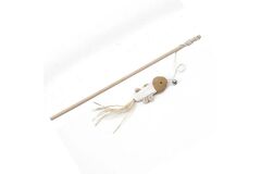 Cat Wooden Stick Teaser Toy – Burlap Mice Fish Shape with Feather