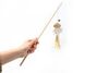 Cat Wooden Stick Teaser Toy – Burlap Mice Fish Shape with Feather - image 2