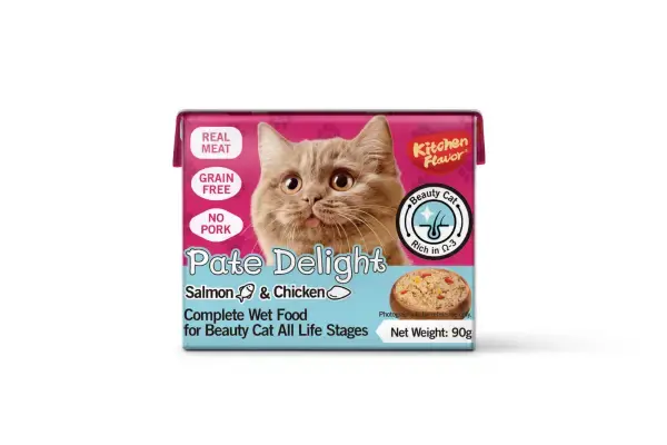 Kitchen Flavor Pate Delight Complete Wet Food for Beauty Cat Salmon & Chicken All Life Stages 90g