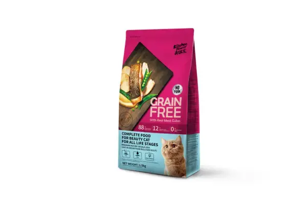 Kitchen Flavor Grain Free Complete Beauty Cat Food with Real Meat Cubes for All Life Stages 400g