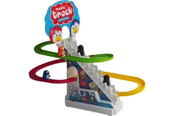 Automatic Stair-Climbing Penguin Slide Track Set with Lights & Music