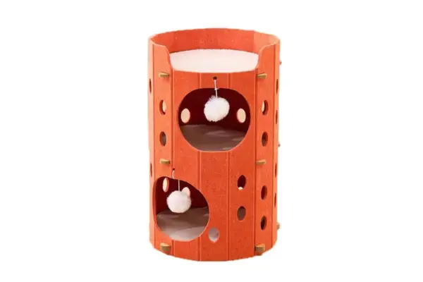 Multilayer Foldable Round-Shaped Felt Cat House and Warm Cave Bed for Indoor Cats