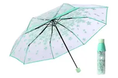 Eforcase Cute Cherry Blossom Folding Clear Umbrella - Light Green