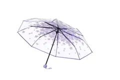 Eforcase Cute Cherry Blossom Folding Clear Umbrella - Purple