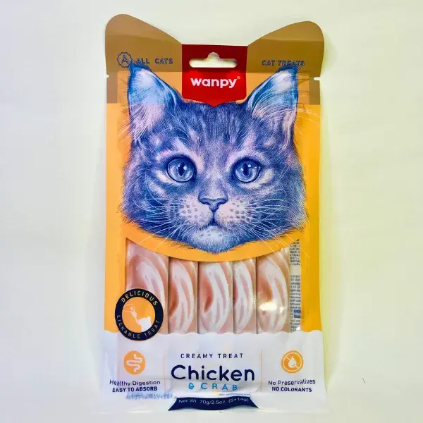 Wanpy Creamy Cat Treat Chicken & Crab 70gm (5x14gm)