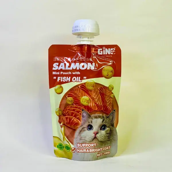 Gino Cat Treats - Salmon Mini Pouch with Fish Oil (100g)
