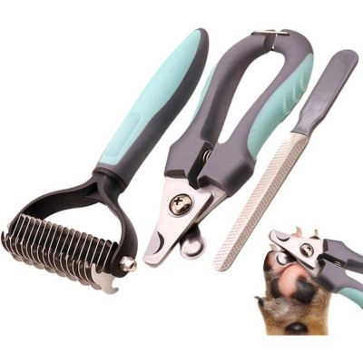 Three-in-One Pet Grooming Comb Claw Clippers for Cats & Dogs