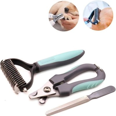 Three-in-One Pet Grooming Comb Claw Clippers for Cats & Dogs