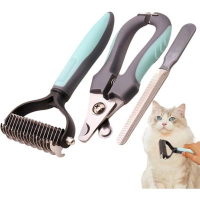 Three-in-One Pet Grooming Comb Claw Clippers for Cats & Dogs
