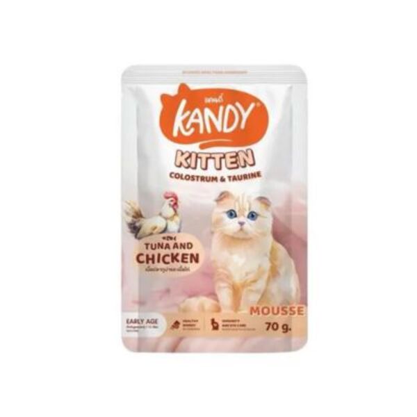 Kandy Kitten Pouch Colostrum & Taurine with Tuna and Chicken Mousse 70g