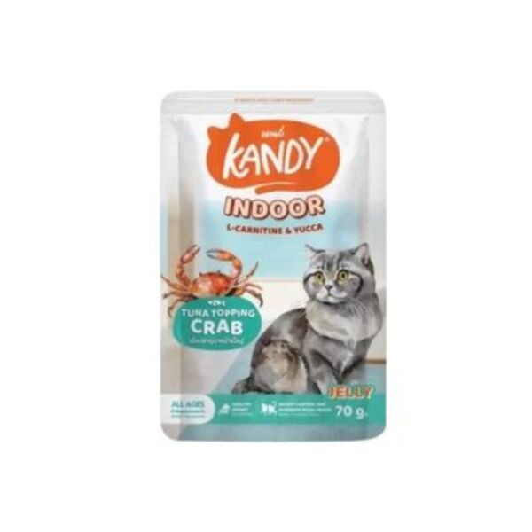 Kandy Cat Pouch Indoor Tuna Topping Crab in Jelly for All Ages 70g