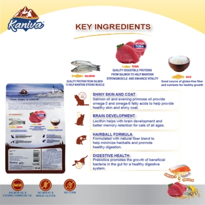 Kaniva Cat Food Skin & Coat Tuna, Ocean Fish & Rice for All Ages (2.8kg)