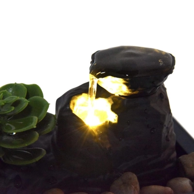 Tabletop Waterfall Decorative Desk Fountain with Soft Light