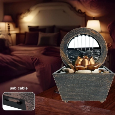 Tabletop Waterfall Decorative Desk Fountain with Soft Light