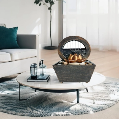 Tabletop Waterfall Decorative Desk Fountain with Soft Light