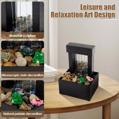 Tabletop Vintage Indoor Waterfall Decorative Desk Fountain with Led Light