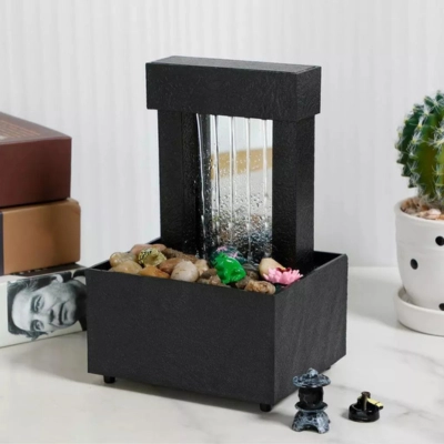 Tabletop Vintage Indoor Waterfall Decorative Desk Fountain with Led Light