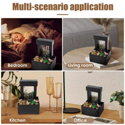 Tabletop Vintage Indoor Waterfall Decorative Desk Fountain with Led Light