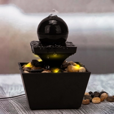 Tabletop Waterfall Decorative Desk Fountain with Soft Light