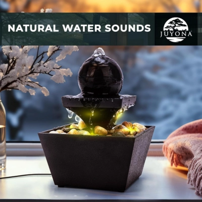 Tabletop Waterfall Decorative Desk Fountain with Soft Light