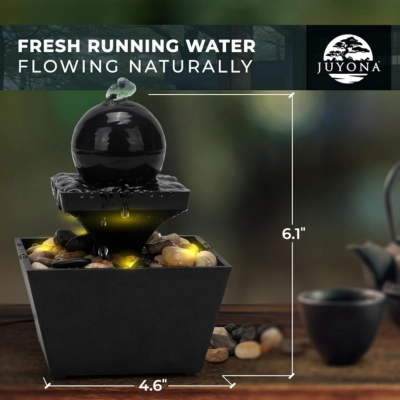 Tabletop Waterfall Decorative Desk Fountain with Soft Light