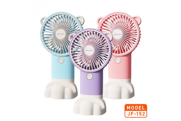 Jeqang Mini Portable Handheld USB Rechargeable Bladeless Fan Lightweight Plastic for Outdoor Silent Fan New Desktop Classic Convenient (JF-152)