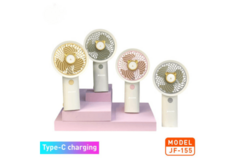 Jeqang Handheld USB Rechargeable Bear-Shaped Bladeless Mini Portable Fan Three Adjustable Wind Speeds with Type C Charging (JF-155)