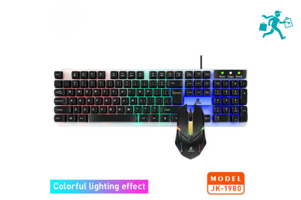 Jeqang JK-1980 Wired RGB Keyboard & Mouse Set with USB Interface, Durable Design for Laptop & Computer