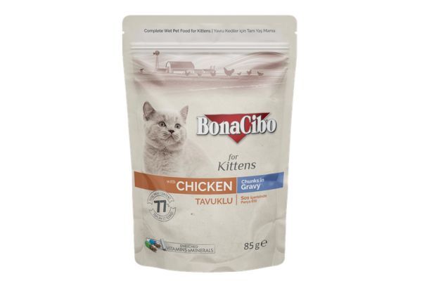 BonaCibo Kitten Pouch Chicken Chunk in Gravy 85g