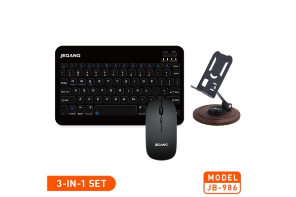 Jeqang JB-986 BT 3-in-1 Combo - Wireless Keyboard, Mouse & Phone Holder Stand