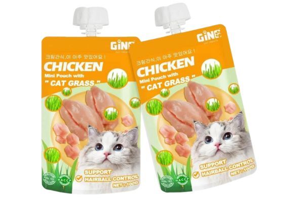 Gino Cat Treats - Chicken Mini Pouch with Cat Grass (100g)