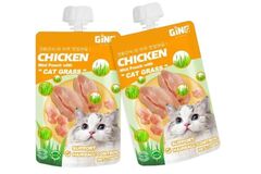 Gino Cat Treats - Chicken Mini Pouch with Cat Grass (100g)