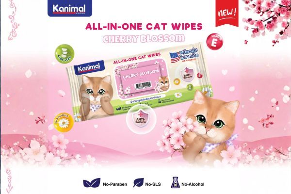Kanimal Anti-Bacterial All-in-One Cat Wipes Cherry Blossom Scented (100 Sheets)