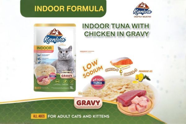 Kaniva Pouch Indoor Tuna with Chicken In Gravy for All Ages  70g